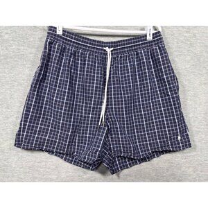 Polo Ralph Lauren Mens Navy Plaid Swim Shorts Trunks Mesh‎ Liner L